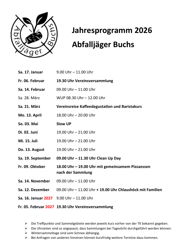 Jahresprogramm wird nach der Vereinsversammlung hier angezeigt